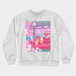 The cute cats on the train Crewneck Sweatshirt